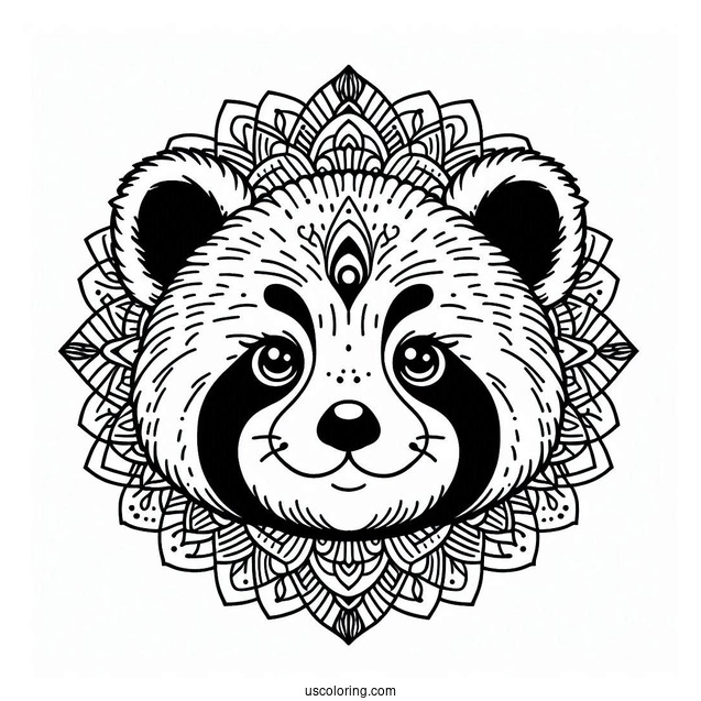 Red Panda Mandala For Adults
