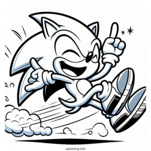 Super Sonic Coloring Page Leaping And Laughing