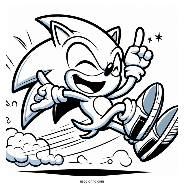Super Sonic Coloring Page Leaping And Laughing