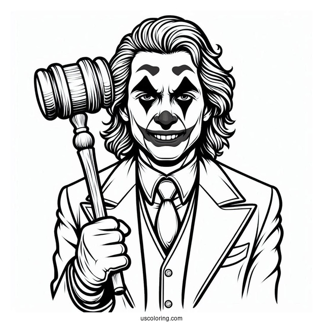 Joker Coloring Page Holding His Iconic Mallet