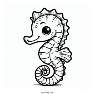 Easy Outline Of a Baby Seahorse To Color