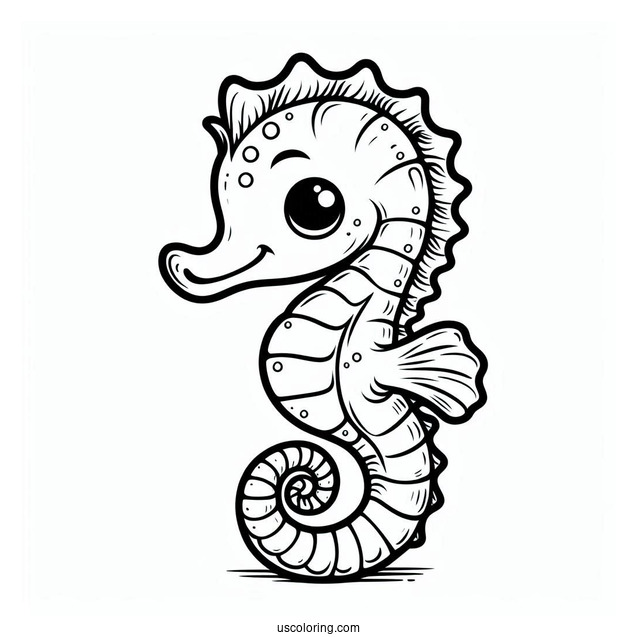 Easy Outline Of a Baby Seahorse To Color