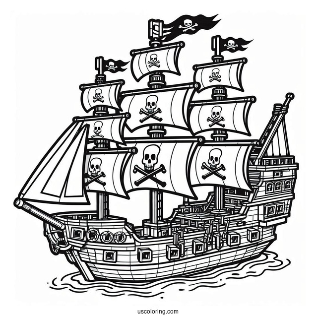 Coloring Sheet Of a Lego Pirate Ship
