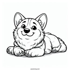 Corgi Coloring Page Lying On Its Back With Paws Up