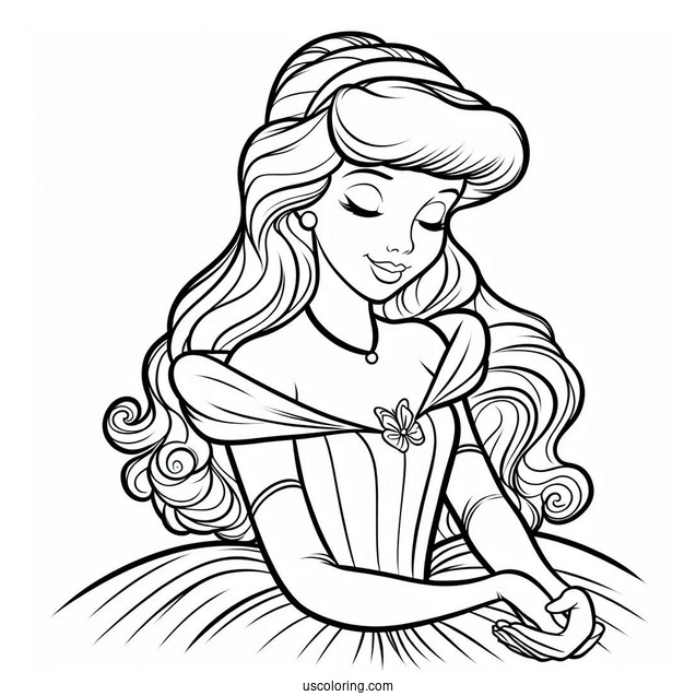 Easy Outline Of Cinderella To Color For Kids