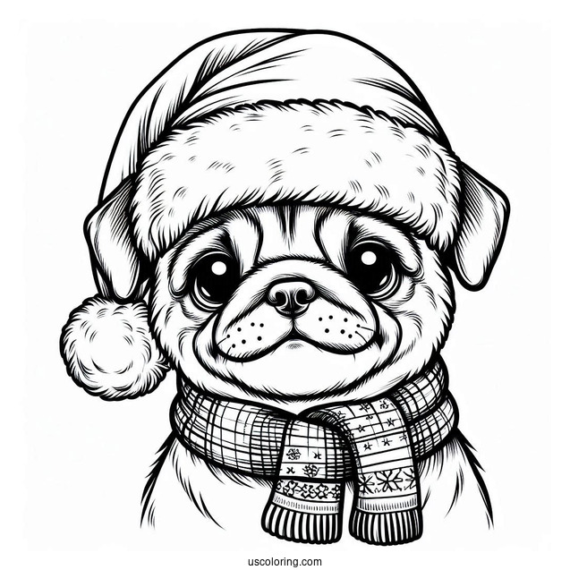 Pug Wearing Santa Hat During Christmas