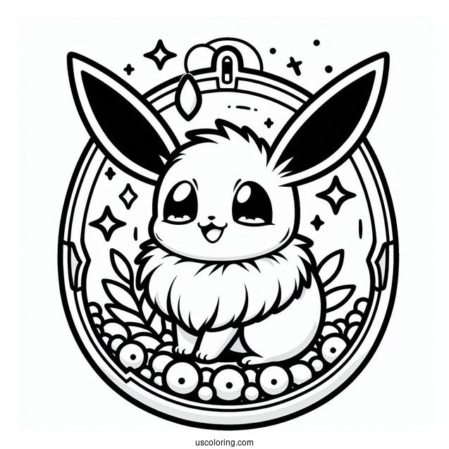 Eevee Inside A Tamagotchi Coloring Page For Preschoolers