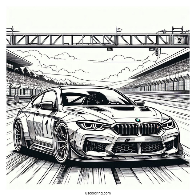 BMW Coloring Page M6 GT3 On Race Track