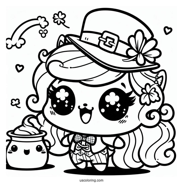 Coloring Page Of Kawaii Leprechaun