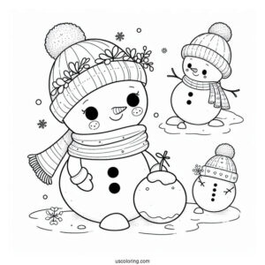 Snowman Girl Coloring Sheet For Kids
