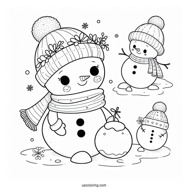 Snowman Girl Coloring Sheet For Kids