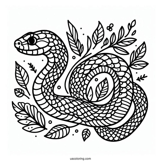 Snake With Detailed Scales To Color