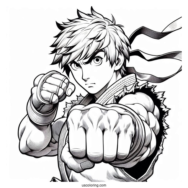 Street Fighter Coloring Page Of Makoto Punching The Air