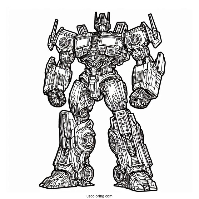 Intricate Outline Of Optimus Prime Coloring Page