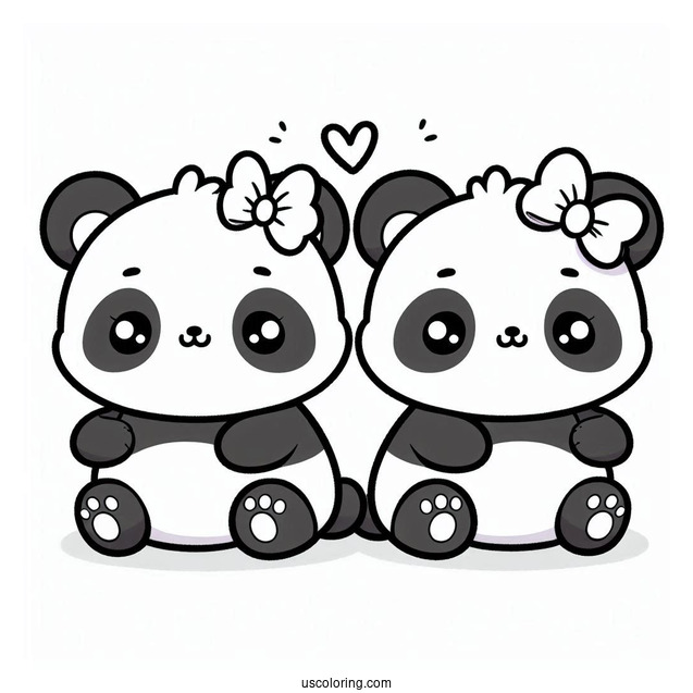 Two Cute Kawaii Pandas