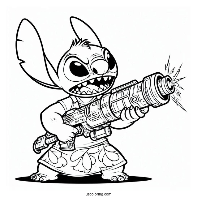 Lilo & Stitch Coloring Page Of Angry Leroy Holding Plasma Blaster