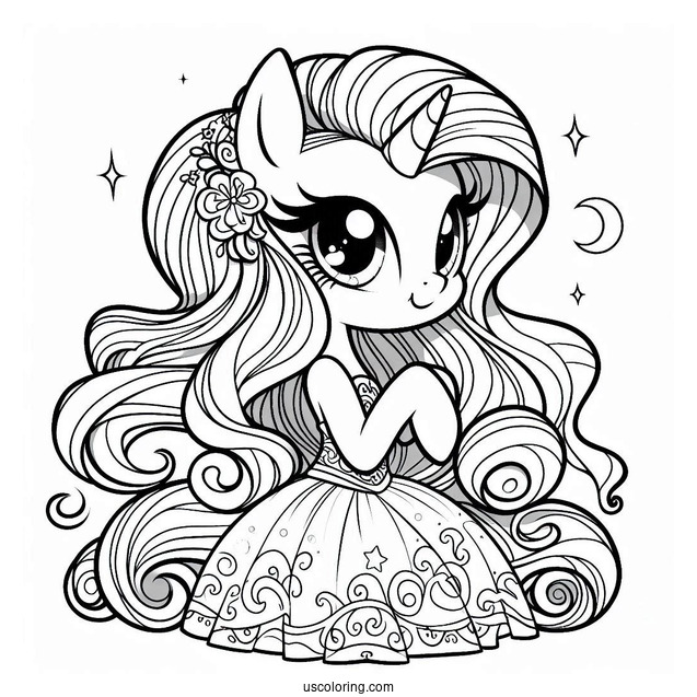 Simple Coloring Page of Equestria Girls Rarity