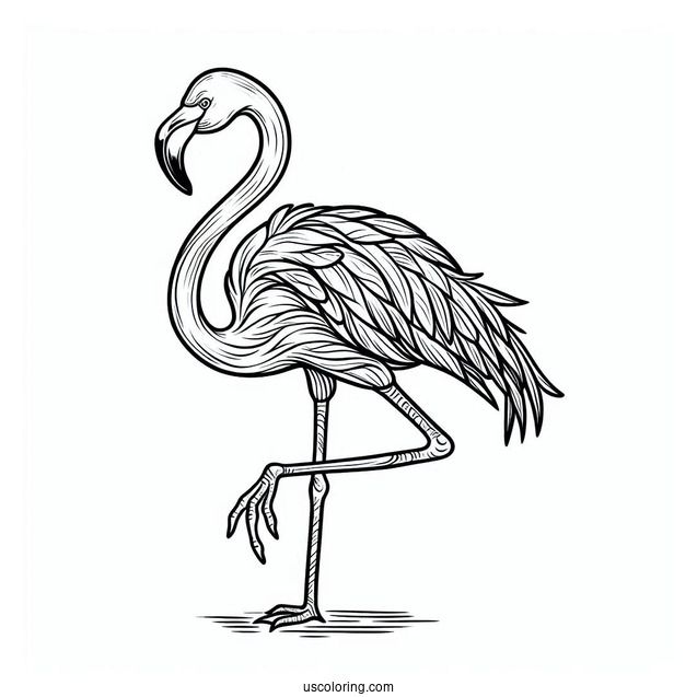 Tropical Flamingo To Color