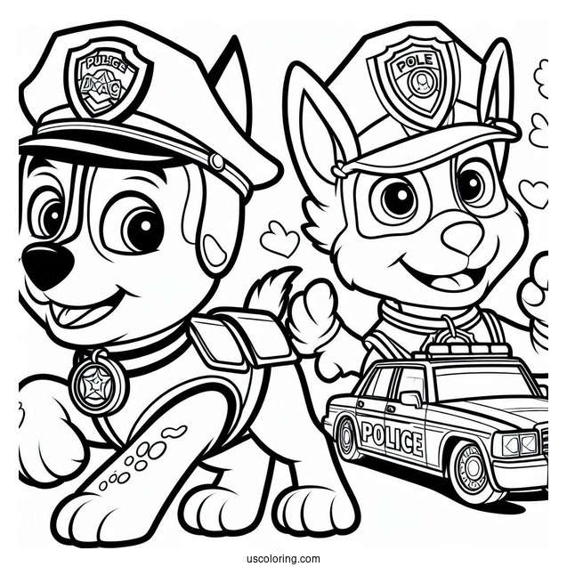 Coloring Picture Of Chase With Police Badges
