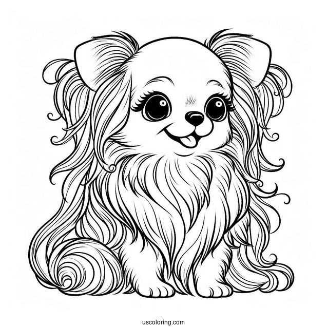 Long Hair Chihuahua Coloring Page Smiling For Kids