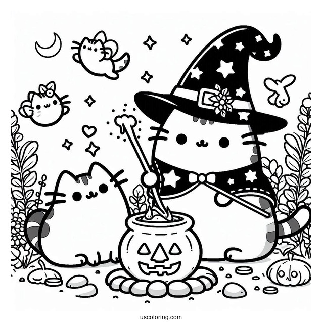 Halloween Witch Pusheen Casting a Spell