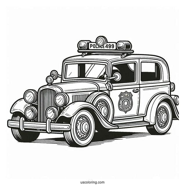 Old Police Car Coloring Sheet