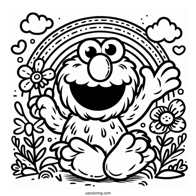 Simple Elmo Coloring In For Preschoolers