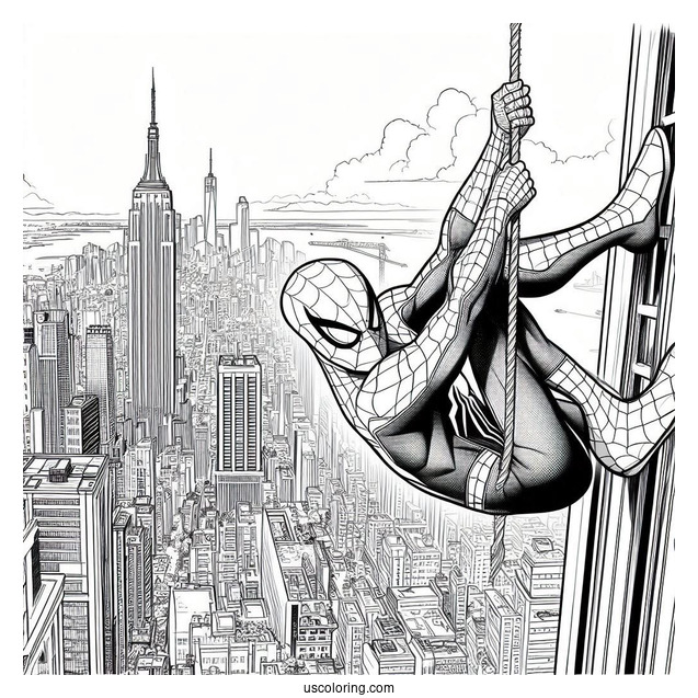 Spider-Man Scaling Skyscraper Coloring Page