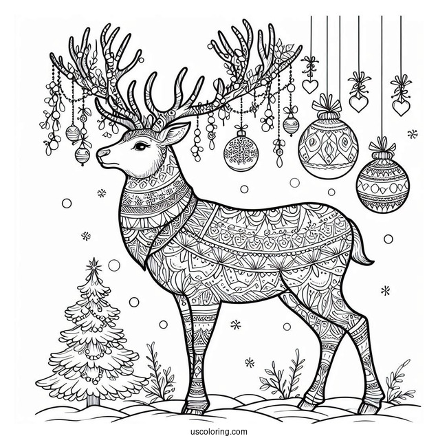 Large Adult Reindeer With Christmas Decorations