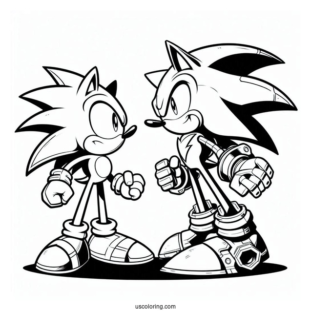 Sonic Vs Metal Sonic Coloring Page