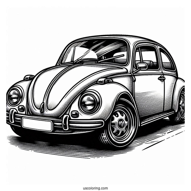 Detailed Volkswagen Beetle Coloring Sheet