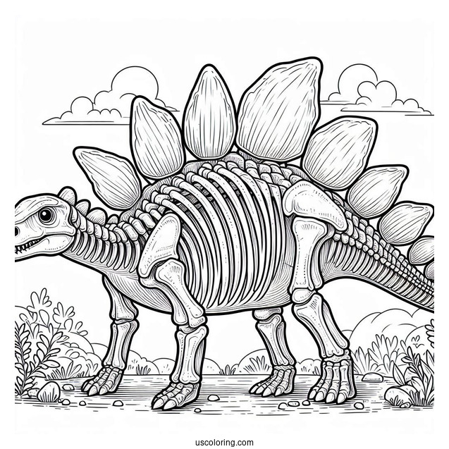 Stegosaurus Coloring Page Skeleton