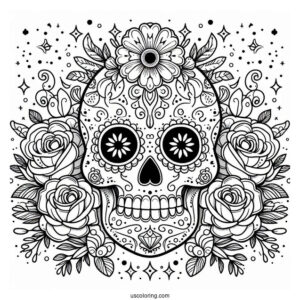 Snow White Sugar Skulls Coloring Page For Kids