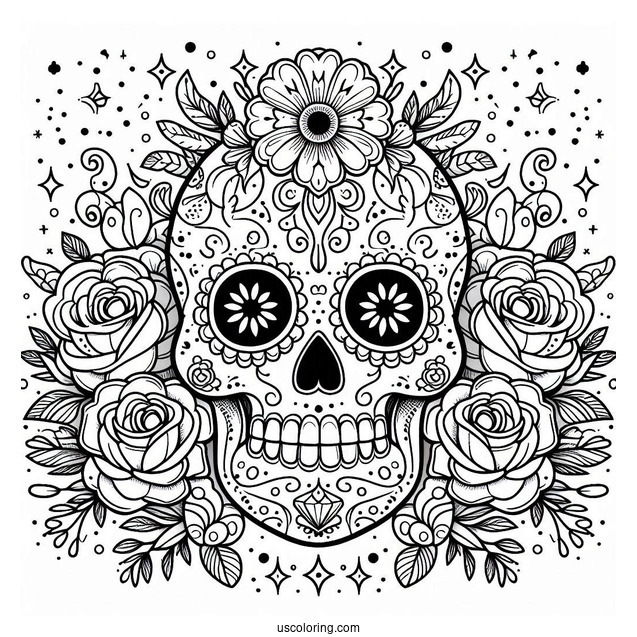Snow White Sugar Skulls Coloring Page For Kids