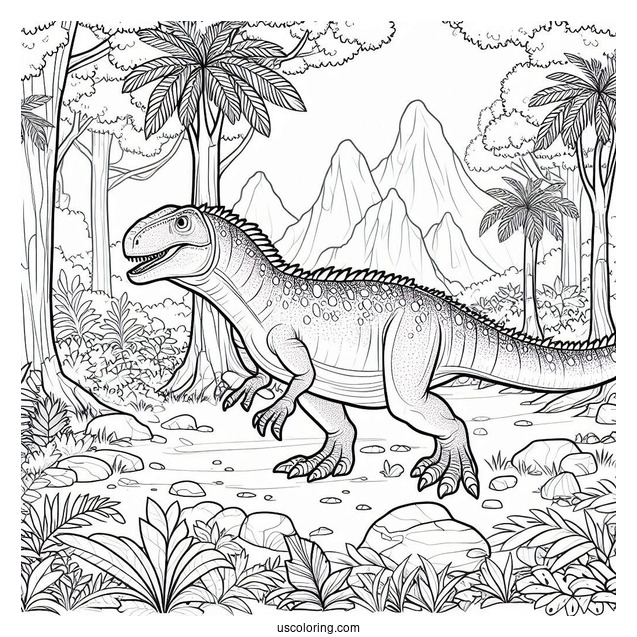 Iguanadon In The Forest Coloring Sheet