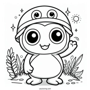 Pororo Coloring Page Of Simple Crong Waving For Preschoolers