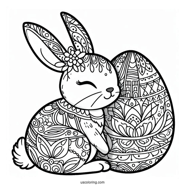 Easter Bunny Coloring Page Inside Easter Egg Mandala