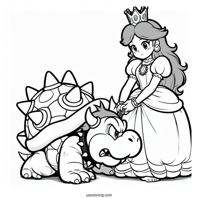 Bowser Taking Princess Daisy Coloring Page Hostage