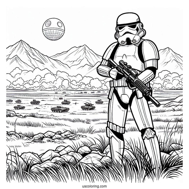Stormtrooper Coloring Page In The Battlefield