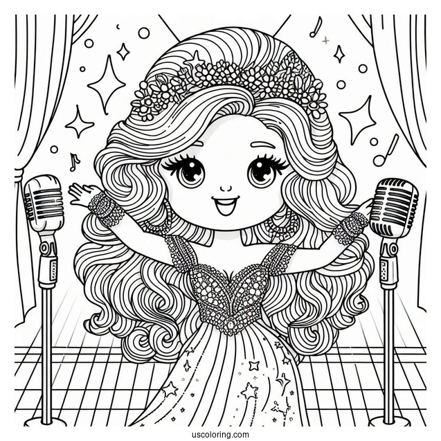 Sing Coloring Page Of Nana Noodleman In Diva Outfit On Stage
