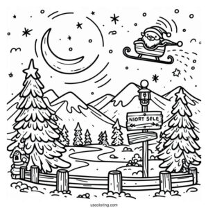 Cartoon North Pole Coloring Page Sign For Kids