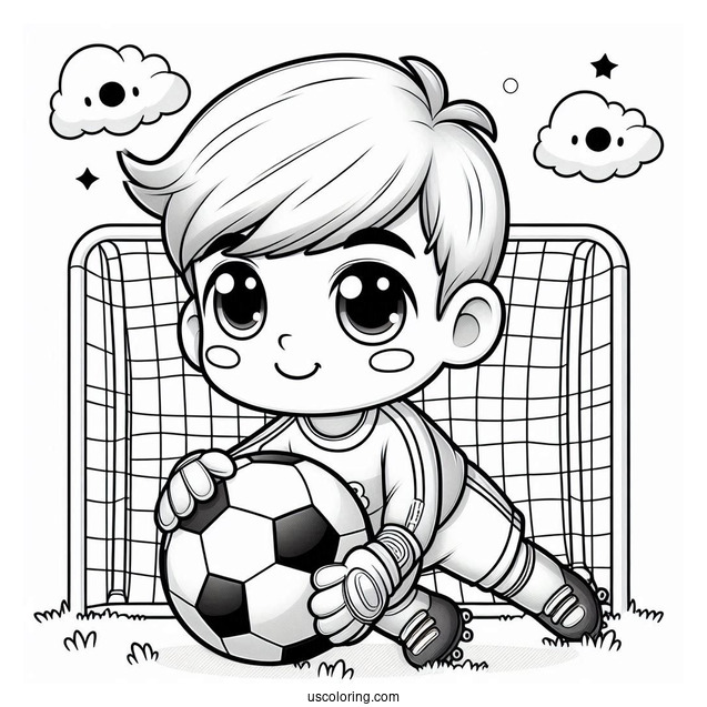 Kid Goal Keeper To Color