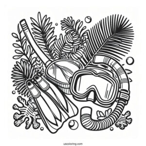 Summer Coloring Page Of Snorkeling Gear