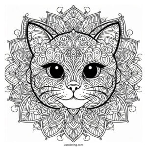 Intricate Cat Face Mandala