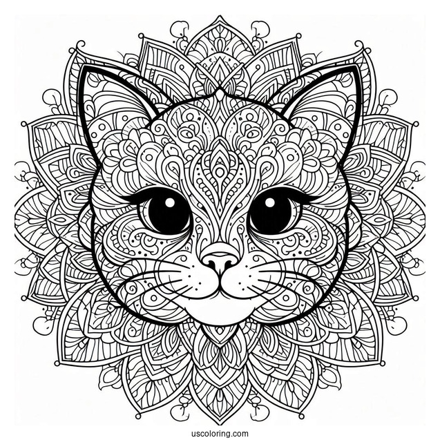 Intricate Cat Face Mandala