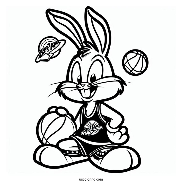 Cute Bugs Bunny In Tune Squad Jersey Coloring Page For Kids