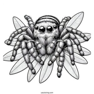 Jumping Spider Sitting On Leaves