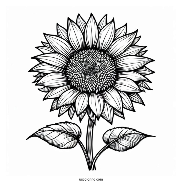 Artistic Sunflower Coloring Sheet