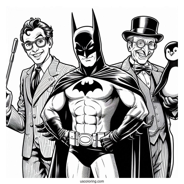 The Batman With Riddler, Penguin, And Catowman