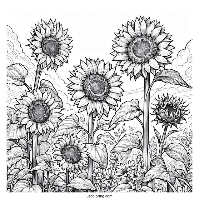 Sunflowers During A Cloudy Day